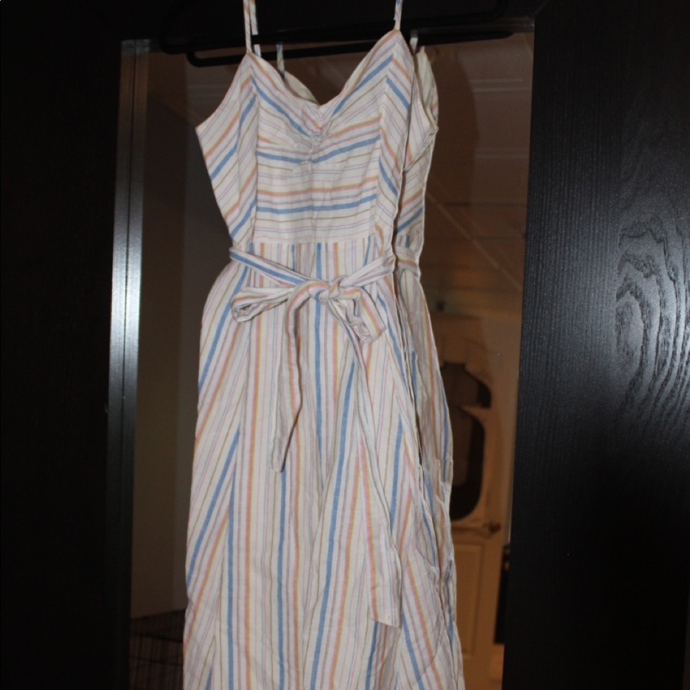 Multi colored striped midi dress